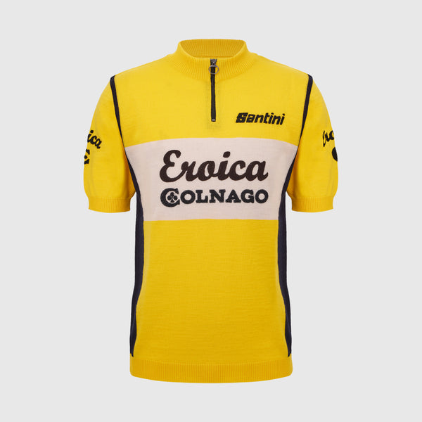 EROICA COLNAGO SHORT SLEEVE WOOL JERSEY - Yellow – Santini Cycling