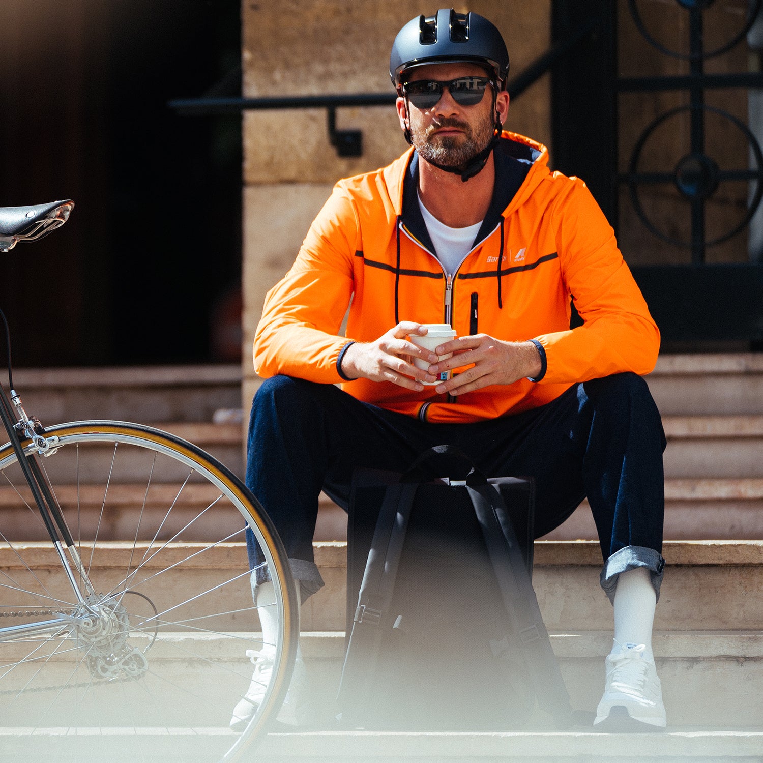 SANTINI X K-WAY REVERSIBLE WIND JACKET - Flashy Orange – Santini