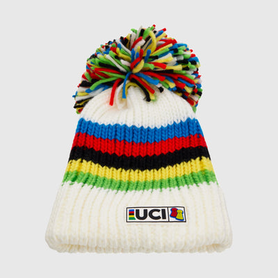 UCI WORLD CHAMPION BIG BOBBLE HAT BEANIE - Blanc