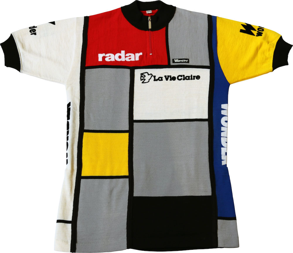 Details about   1985 La Vie Claire Piet Mondrian Cycling Jersey and bib shorts 
