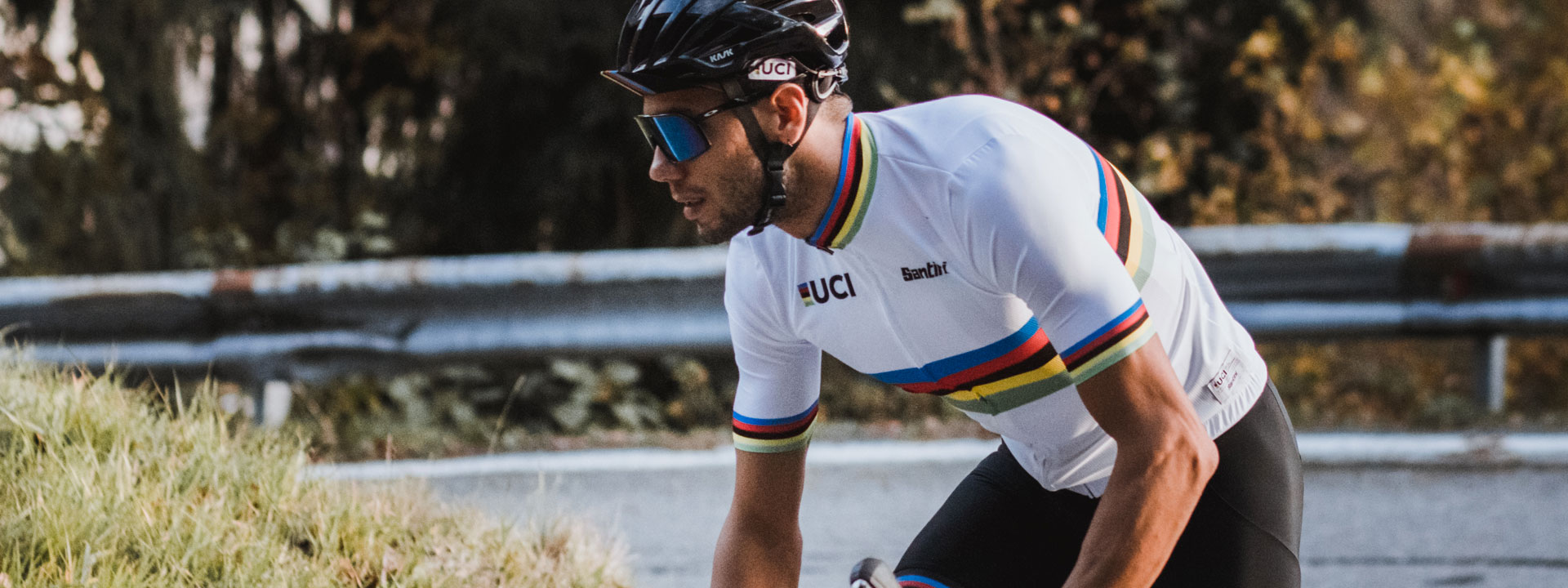 UCI Rainbow Story T-Shirt in Blue By Santini 